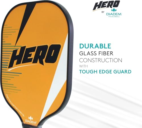 Diadem Hero V2 Complete Pickleball Starter Kit | 2 Lightweight Fiberglass Pickleball Paddles, 2 USAPA Approved Pickleballs & Mesh Carry Bag | Beginner-Friendly Wide Face & Durable Design