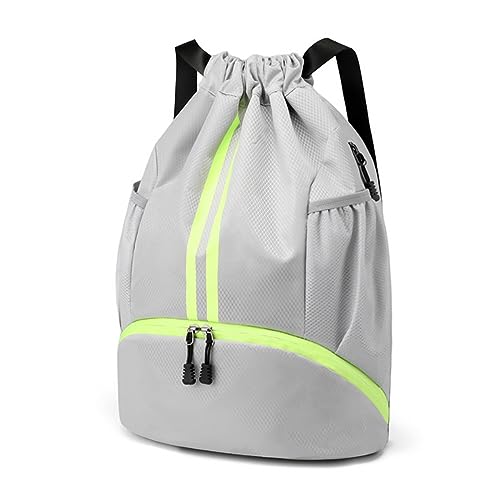 Valleycomfy Sports Drawstring Backpack - Water Resistant String Bag with Side Mesh Pockets Shoe Compartment Gym Backpack for Women & Men Grey - color: A-grey