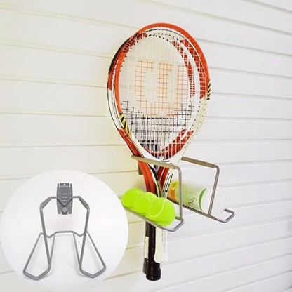 Tennis Racket Storage Rack Display Racks, Tennis Racket Holder, Holds Six Balls and Four Rackets, Wall Garage Organizer for Badminton Tennis Pingpong