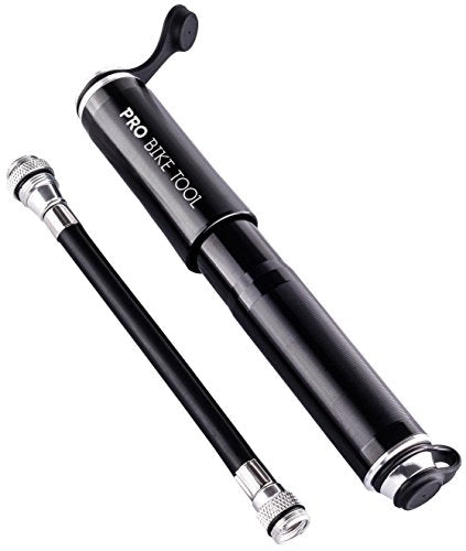 Pro Bike Tool Mini Bike Pump - Compact and Portable Bicycle Tire Pump for Fast Inflation - Compatible with Presta and Schrader Valves - Lightweight and Durable Design - Essential Bicycle Accessories - color: Black, style: Mini pump