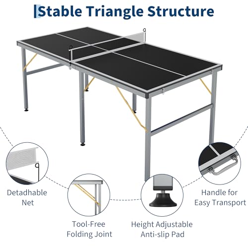 6x3FT Professional Table Tennis Table