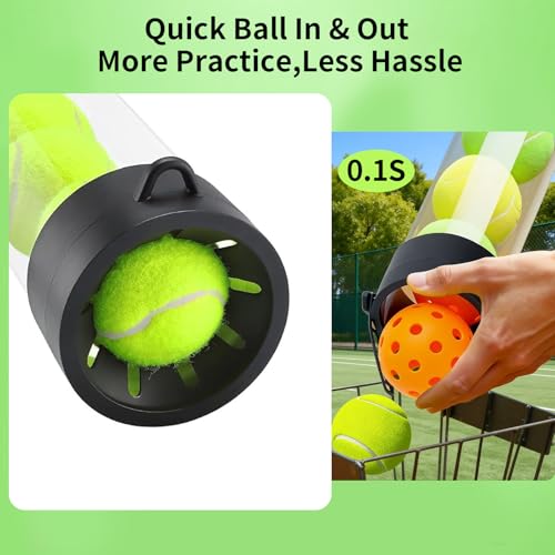 17 Pickleballs & 18 Tennis Balls Picker Upper – Collapsible No-Bend Retriever Tube with Shoulder Strap, Lightweight Portable for Indoor & Outdoor Court Practice