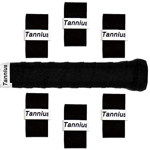 Tennis Racket Grip Tape, (6 or 9 Pack) Dry Feel Tennis Grips, Absorbent and Enhanced Tennis Racquet Overgrip - color: 6-Pack Black