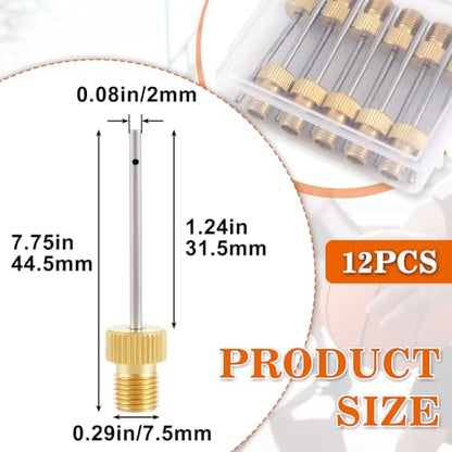12pcs Ball Pump Needles, Stainless Steel Air Pump Inflation Devices Accessories, Air Inflator Needles Pins for Basketball Football Volleyball- Silver
