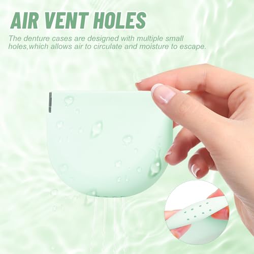Silicone Retainer Denture Storage Case Holder, Portable Slim Dental Container Cleaning Box with Drain Holes and Leakproof for Aligners, Mouth Guards, Night Guards, Removable Dental Appliances (Green) - color: Green
