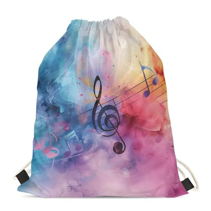 Mumeson Gym Bag Sport Drawstring Bag Large Capacity Toiletry Bag Drawstring Backpack, Dazzle Musical Note Print - color: Dazzle Musical Note