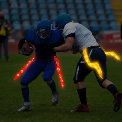 Libima LED Flag Football Belts Set Glow in The Dark Light up Adjustable Capture Flag Outdoor Beach Games Football Party - color: Yellow and Red