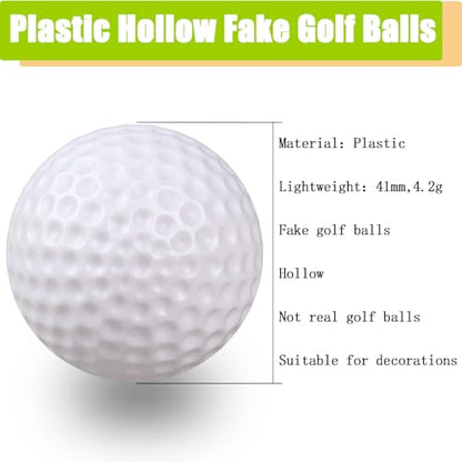 KOFULL Golf Practice Balls, Fake Hollow Plastic Golf Balls for Indoor Training, Suitable for Golf Party Decorations, Light Weight - Pack of 50 pcs (White)