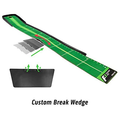 F4 Multi-Break Putting Green – Putting Mat with Slope, Auto Ball Return Track, and Alignment Guides for Indoor/Outdoor Practice, Training, and Games