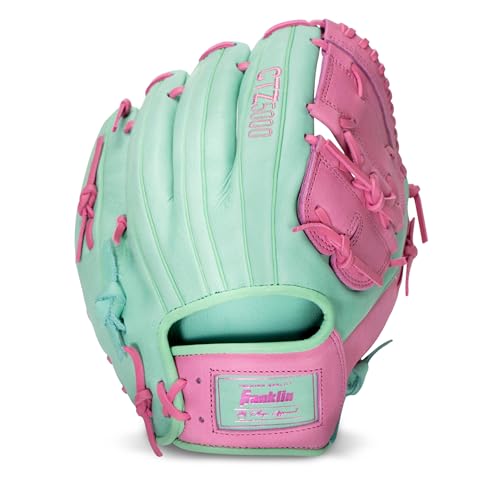 Franklin Sports CTZ5000 Baseball Gloves - Adult + Youth Fielding Gloves + Catcher's Mitts - Multiple Styles + Colors - color: Mint/Pink, size: 12" - Basket Web