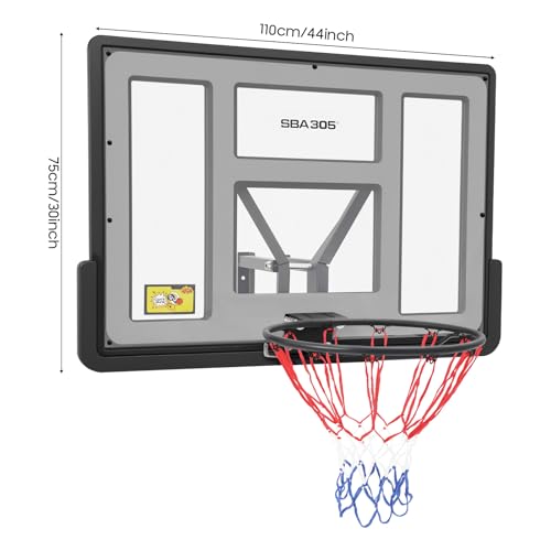 Basketball Backboard and Rim Combo, Indoor Outdoor Pole Mount Basket Ball Hoop with Adjustable Basket Ball Goal PET Backboard, Wall Mounted Basketball Rack & Mounting Bracket Hoop,Over-The-Door Hoops