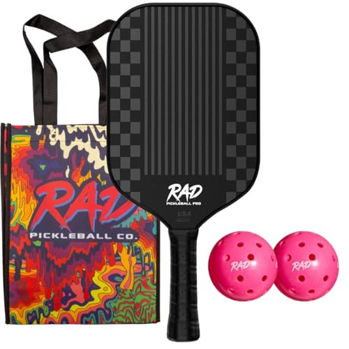 RAD Pro Pickleball Paddle Set – USAPA Approved – T700 Carbon Fiber Surface & 16mm Full-Cell Polypropylene Honeycomb Core for Power & Control – Includes Outdoor Pickleballs & Tote Bag - color: Retro Pro