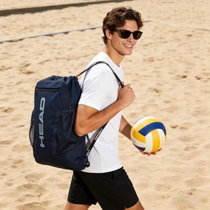 HEAD Men's Drawstring Backpack with Shoe & Phone Pocket,Structured Sports Gym Sack with Bottle Holders for Basketball, Workout, Tennis, Swimming, Travel,Training - color: Navy Blue