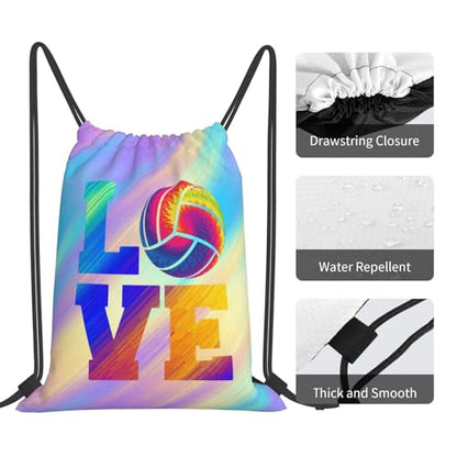 Love Volleyball Unisex Drawstring Backpack Bag Sport Gym Travel Swim Sackpack