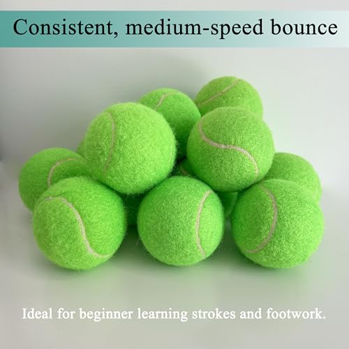 Tennis Balls, 15 Pack Practice Tennis Ball for Beginners, Training Playing Tennis Balls for Dogs, Come with Mesh Carry Bag (Light Green)