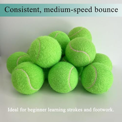 Tennis Balls, 15 Pack Practice Tennis Ball for Beginners, Training Playing Tennis Balls for Dogs, Come with Mesh Carry Bag (Light Green)