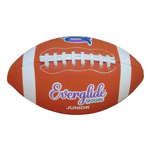 EverGlide Handmade American Football – Full Size & Junior – Durable PU Leather Litchi Grain with Grip Laces – Training, Practice, Backyard, Game-Day Play - size: Junior