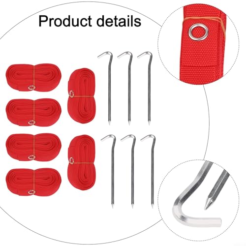 Beach Volleyball Boundary Lines Kit 8x16m with Stakes, Nylon Court Marking Tape for Outdoor Sand or Grass Games, Red