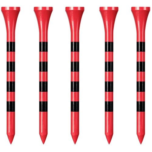 Wooden Golf Tees 3-1/4", 2-3/4", 2-1/8", 1-1/2" Available, 100 Count (Natural Color, White, Black, Blue, Red, Green, Yellow, Pink, Orange) - color: Red, size: 2 3/4 Inch