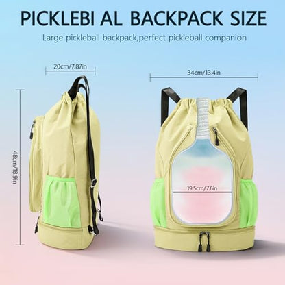 Pickleball Backpack for Women, Fit 2 to 4 Paddles, Pickleball Backpack with Shoe Compartment, Pickle Bag as Gifts for Beginner, Large Capacity Pickle Ball Bag with Paddle Cover Pocket - color: Green
