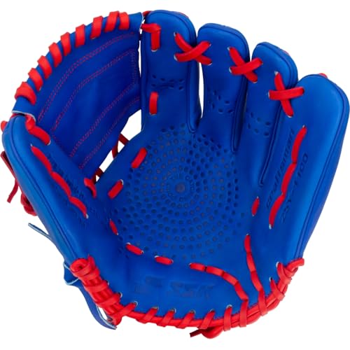 SSK Z5 Craftsman Youth Baseball Glove – 10.5” – 11” – 11.25” – 11.5” Right & Left Hand Throw - color: Royal/Red - One-Piece Web, size: 11" - Left Hand Throw