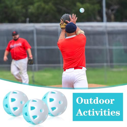VioraWhite 48 Pack Mini Practice Baseballs 1. 65 Inch Small Baseball Training Lightweight Hollow with a Drawstring Bag for Hitting, Batting Training Use - color: Blue