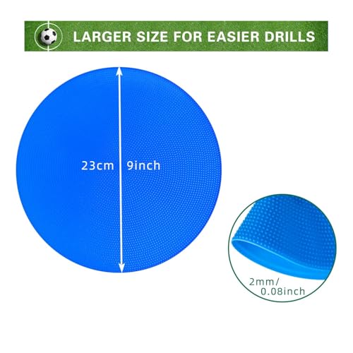 Spot Markers 9 Inch 10 Inch Non Slip Rubber Floor Markers Flat Field Cones Poly Dots for Soccer Basketball Sports Speed Agility Training and Drills - style: 9inch 9pcs