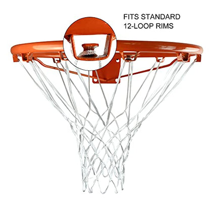 Sanung 2 Pack Basketball Nets Replacement 12 Loops Rim All-Weather Polyester Anti Whip with Carrying Bag for Standard Size and Home Use Basketball Hoop