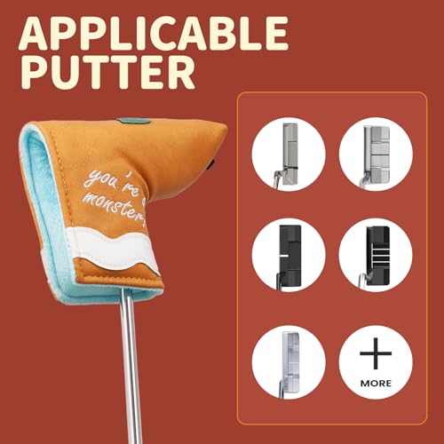 Funny Golf Club Head Cover Driver Headcover Fairway Wood Headcover Hybrid Club Head Cover Brown Monster Cookie - style: Blade Putter