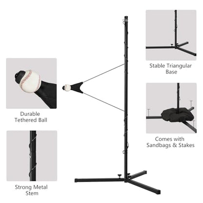 Baseball & Softball Swing Trainer, Portable Hitting Trainer System with Adjustable Height | Rotating Ball, Batting Practice Equipment for All Skill Levels