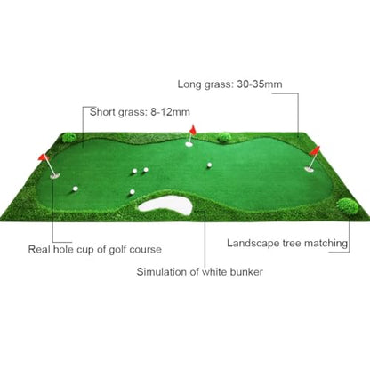 Golf Putting Green Mat, Golf Training Professional Training Aid, Large Artificial Grass Turf Green with Putter for Indoor Outdoor(1.5x3m) - size: 1.5x3m