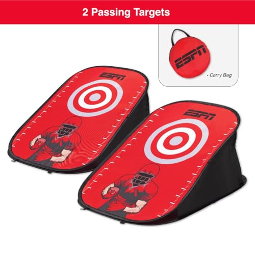 ESPN Youth Football Quarterback Training Equipment, Football Accessories Include Flags, Passing Target, Cones, and Pump, Designed for Outdoor Games