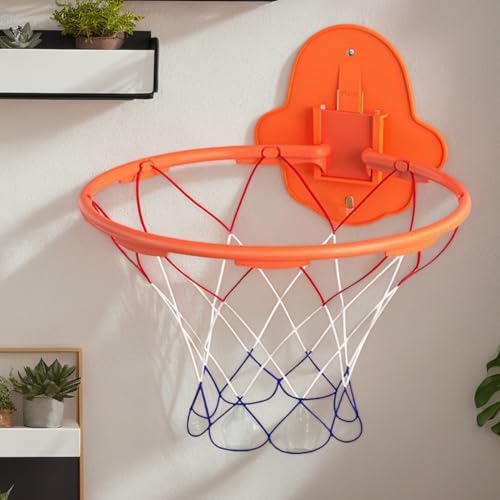 Indoor Basketball Hoop, Replacement Basketball Rim Silent Training Hoop Wall-Mount for Bedroom, Office & Home