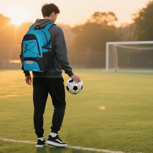 Goloni 30L Sports Backpack with Ball Compartment & Ventilated Shoe Pocket,Basketball Soccer Bag for Youth Boys Girls - color: Blue
