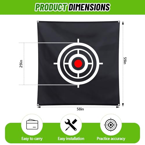 Halloscume Golf Target Cloth for Net Replacement Golf Hitting Net Target with 4 Straps for Practice Training Aids Indoor Outdoor Use - size: 5 x 5 ft