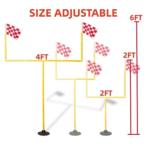 Portable Football Field Goal Post Set with Football-Backyard Kicking Field Goals for Kids Youth and Adults - 6 ft x 4 ft(2 ft-6 ft in Height)