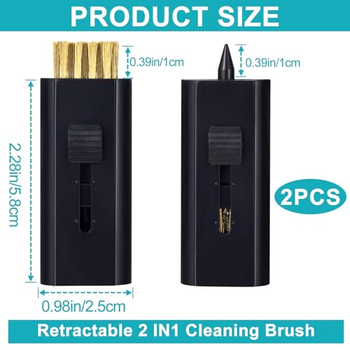 PAGOW 2 Pack Retractable Golf Club Cleaner Brush, Portable Double-Sided Golf Club Brush Groove Cleaner-Multicolor - color: Black