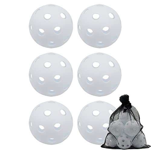 Plastic Practice Baseballs 9 inch with Mesh Bag [Anti-Crack] Soft Training Baseball Balls Hitting Batting Indoor Outdoor Lightweight Hollow for Team Drills Coaching - color: White 6 Pack