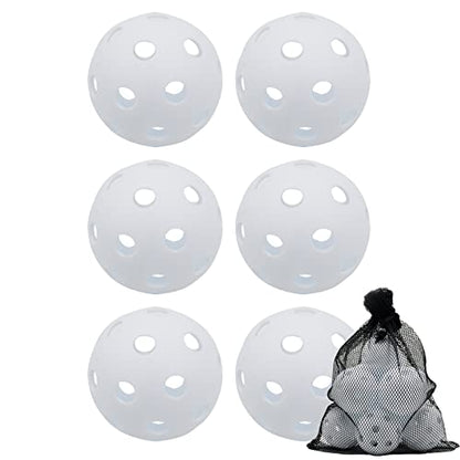 Plastic Practice Baseballs 9 inch with Mesh Bag [Anti-Crack] Soft Training Baseball Balls Hitting Batting Indoor Outdoor Lightweight Hollow for Team Drills Coaching - color: White 6 Pack