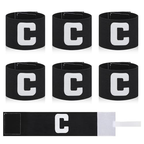Molain 6 Pack Adjustable Captain Arm Bands, 7x33 CM/2.75x13 in Black Soccer Captain Armband Adjustable Leader Armband Soccer Football Rugby Basketball Leader Armbands for Adult Youth Teams