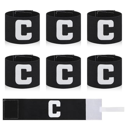 Molain 6 Pack Adjustable Captain Arm Bands, 7x33 CM/2.75x13 in Black Soccer Captain Armband Adjustable Leader Armband Soccer Football Rugby Basketball Leader Armbands for Adult Youth Teams