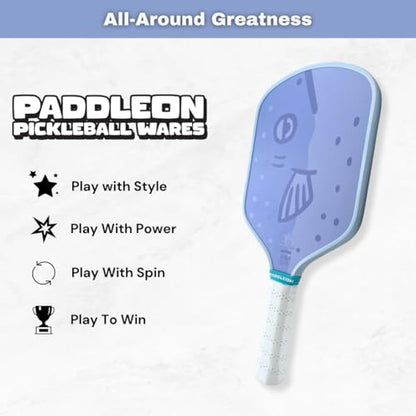 Funny Pickleball Paddles | USAPA Approved Paddle | T700 Carbon Fiber Surface | Propropylene Honeycomb Core | Non-Slip Cushion Grip | Single Paddle | High Grit & Spin | Fun Design - color: Fish