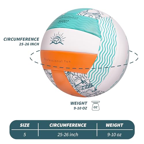Beach Volleyball Lines + Outdoor Ball – Includes Sand Anchors, Air Pump, Marker, and Carry Bag. Official Court Size Dimensions (26.3' x 52.6')