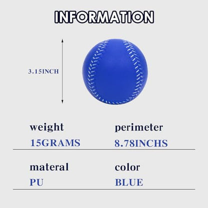 Foam Baseballs, 9 Inch Soft Baseballs Training Pitch Stress Ball with Drawstring Bag - color: Blue 4Pack