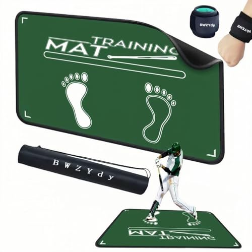 2-in-1 Baseball Batting Mat & Decorative/Entryway Mat, Softball Hitting Mat with Home Plate, Anti-Slip, Batting Stance Guide for Swing Training, Durable Indoor/Outdoor Use (35.4"x23.6")