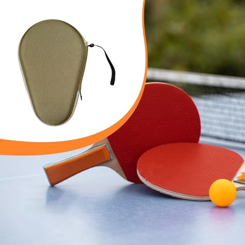 Menolana Table Tennis Racket Cover Portable Thoughtful Gift EVA Storage Bag Paddle Case for Travel Outdoor Indoor Training, light brown, 28.5cmx19cm