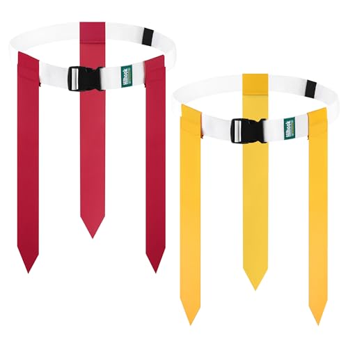 Flag Football Belts, 10/14 Player White Flag Football Sets for Youth, Kids and Adults Team Sports Training Games - color: Red and Yellow