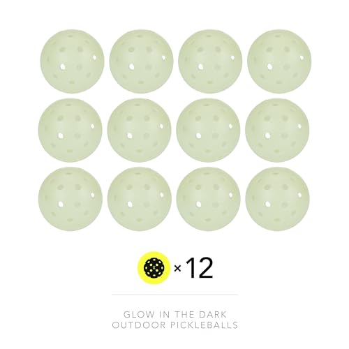 Franklin Sports Glow in The Dark Outdoor Pickleballs - Light Up Pickleball Balls for Nighttime Pickleball - Glow in The Dark Green Pickleball Balls - Charge in Indoor Light + Sunlight