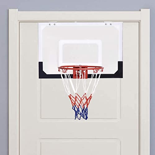HAPPYGRILL Mini Basketball Hoop 18” x 12” Over-The-Door Basketball Backboard Indoor Outdoor Sports Exercise with Ball and Hand Pump Set