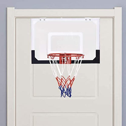 HAPPYGRILL Mini Basketball Hoop 18” x 12” Over-The-Door Basketball Backboard Indoor Outdoor Sports Exercise with Ball and Hand Pump Set